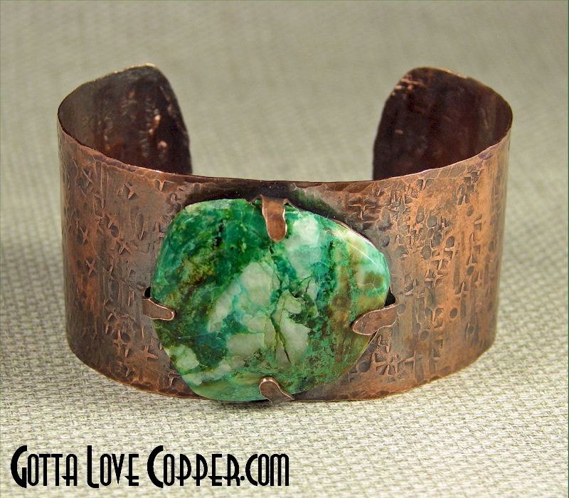 Copper Cuff with Chrysocolla Cabochon
