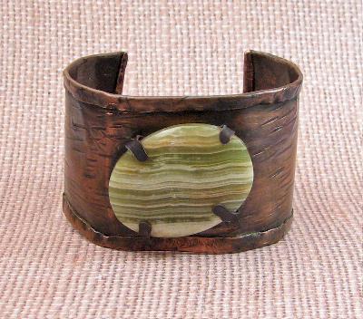 Copper Cuff with Onyx Cabochon