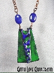 Enameled Wedge Pendant with Lapis Beads