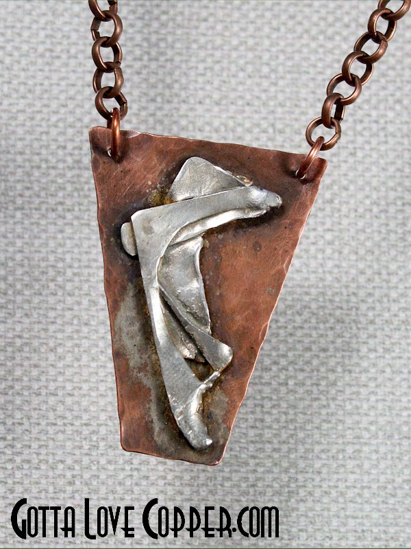 Copper Pendant with Sterling Silver Sculpture