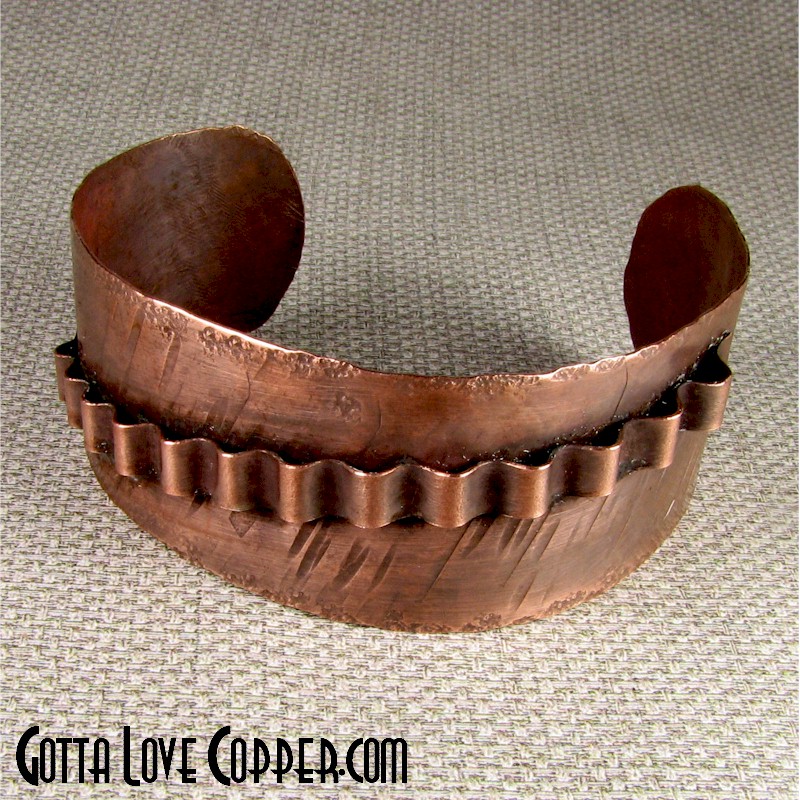 Copper Cuff with Washboard Trim