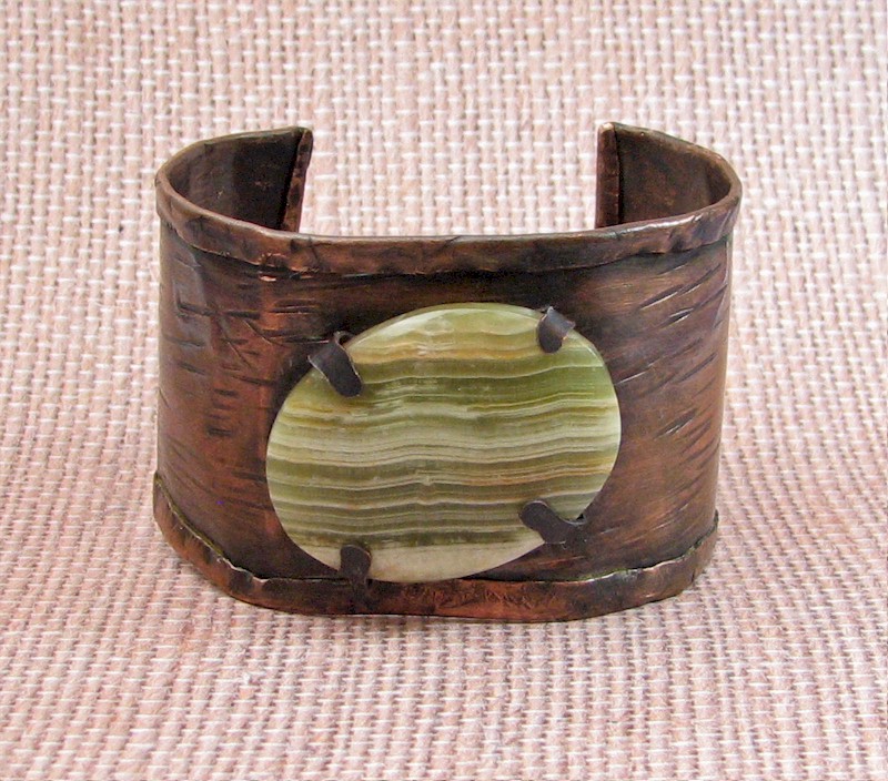 Copper Cuff with Onyx Cabochon