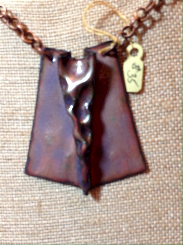 Enameled Wedge Pendant with Chain